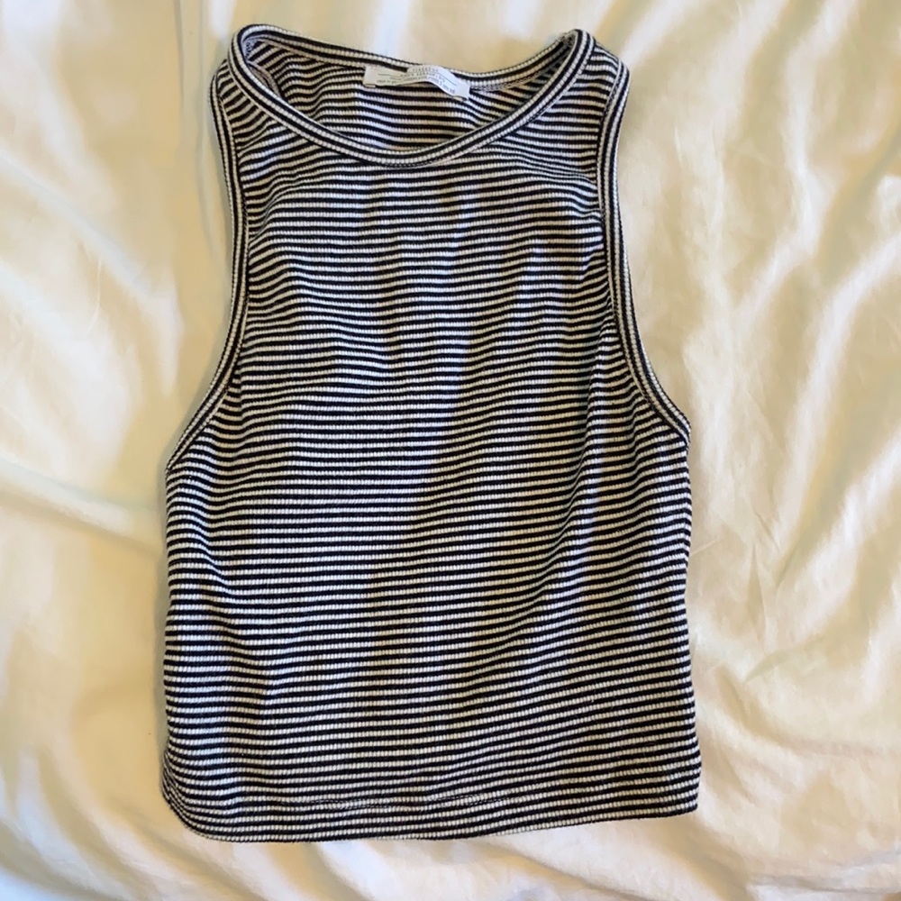 Zara black and white striped crop top